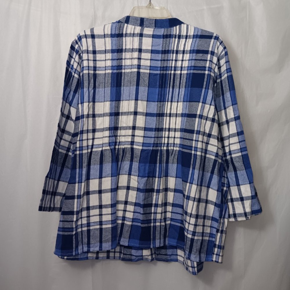 WOMAN WITHIN PINTUCKED FLANNEL PLAID PRINT BUTTON DOWN SHIRT - Picture 10 of 10